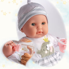 Pacifier and cap included for lifelike baby care.
