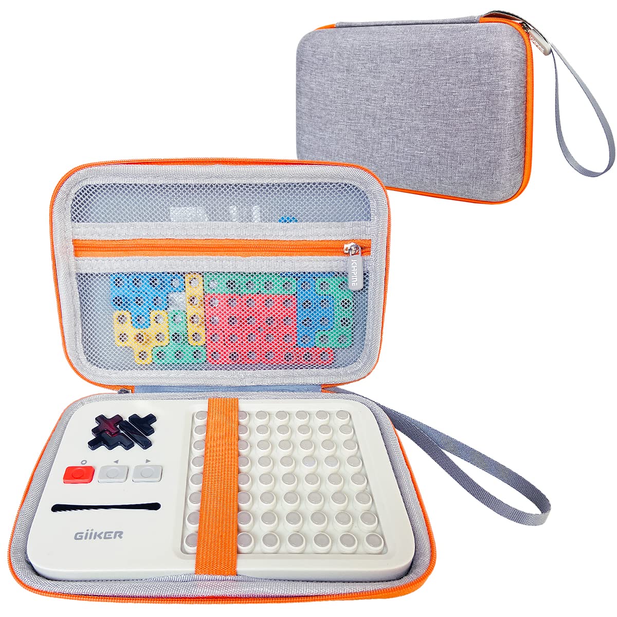 JCHPINE GiiKER case front view showing orange zipper and protection benefits