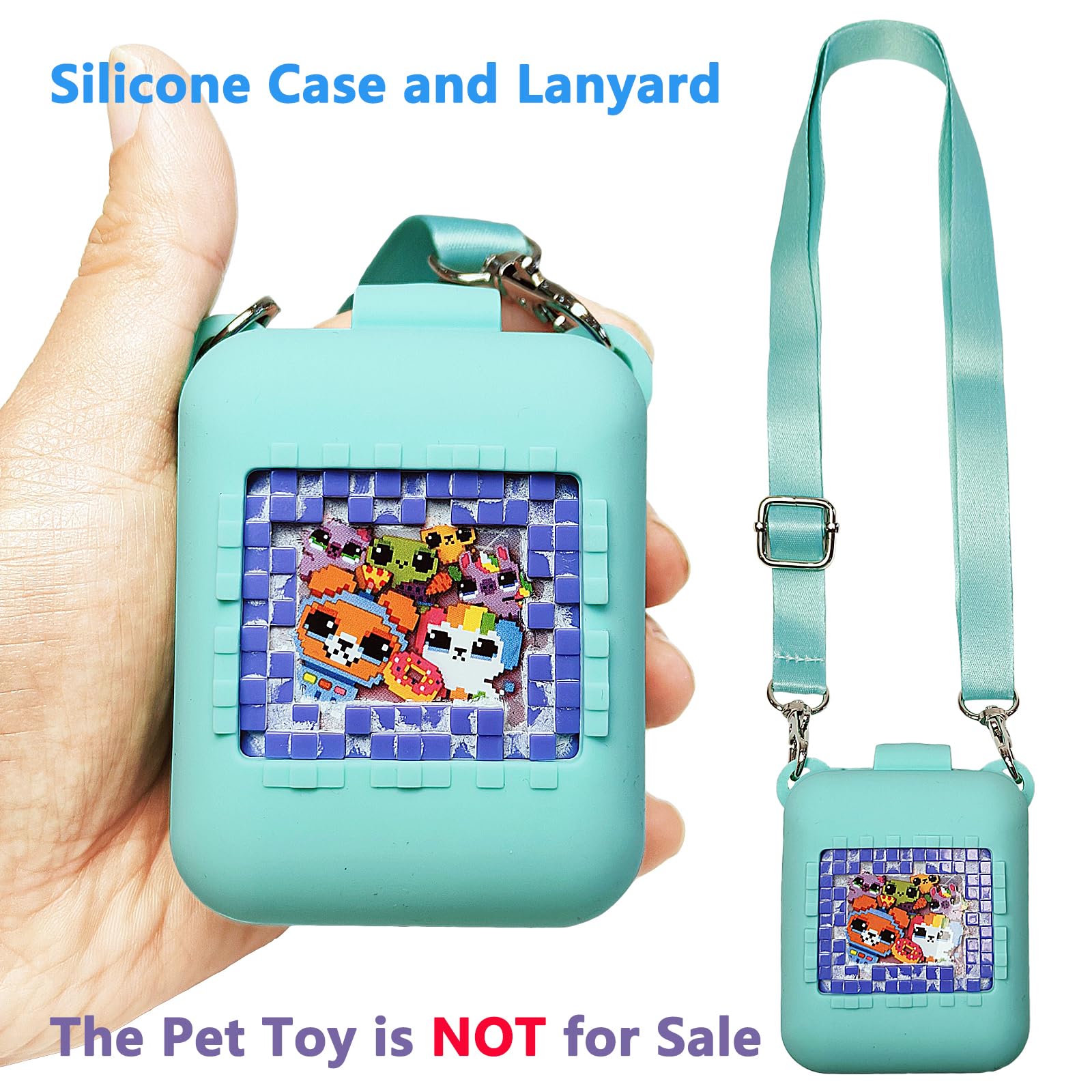 JCHPINE Bitzee teal silicone case offers easy installation and quick swapping.