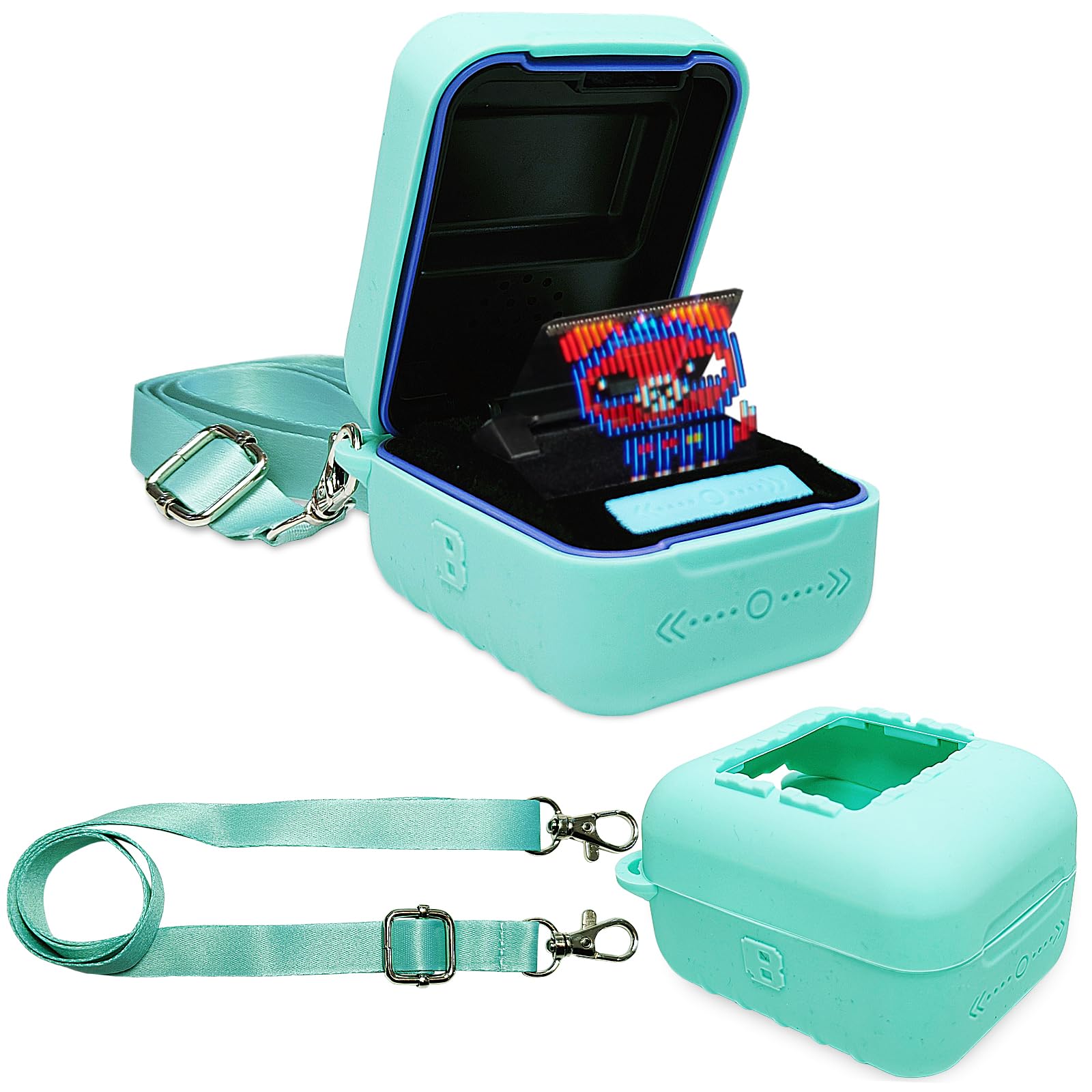 JCHPINE Bitzee teal silicone cover protects the original 15-animal pet from scratches.