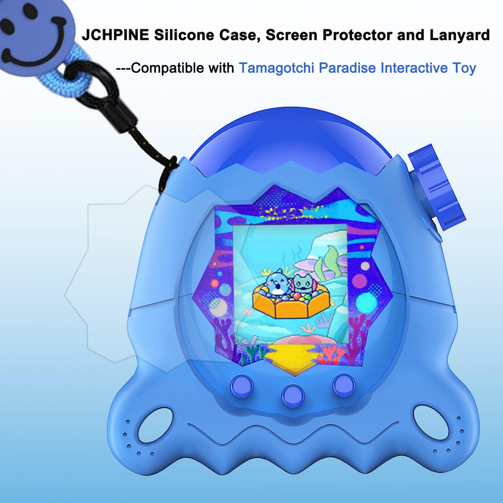 Blue JCHPINE Tamagotchi Paradise screen protector keeps the display scratch-free.