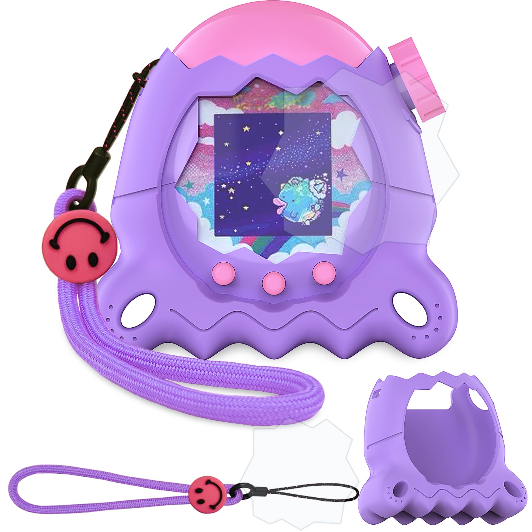 JCHPINE Tamagotchi Paradise silicone case purple protects the device with a soft grip.