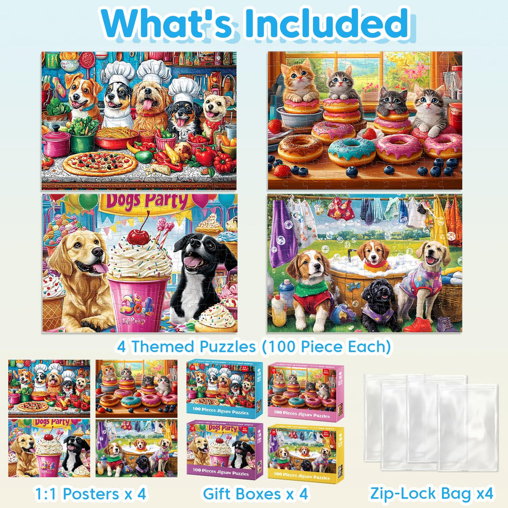 Jeacirio cats-donuts puzzle image highlights bright colors that engage kids visually.