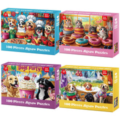 Jeacirio dogs-chef-kitchen puzzle visual with durable interlocking pieces for easy assembly.