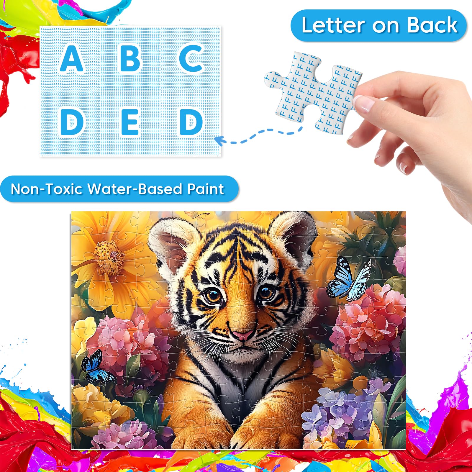 Jeacirio forest animals puzzle 100-piece set offers diverse wildlife themes for learning.