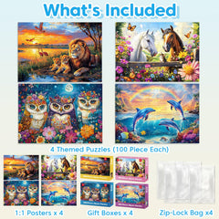 Jeacirio Horses 100-piece puzzle boosts focus during shared play.