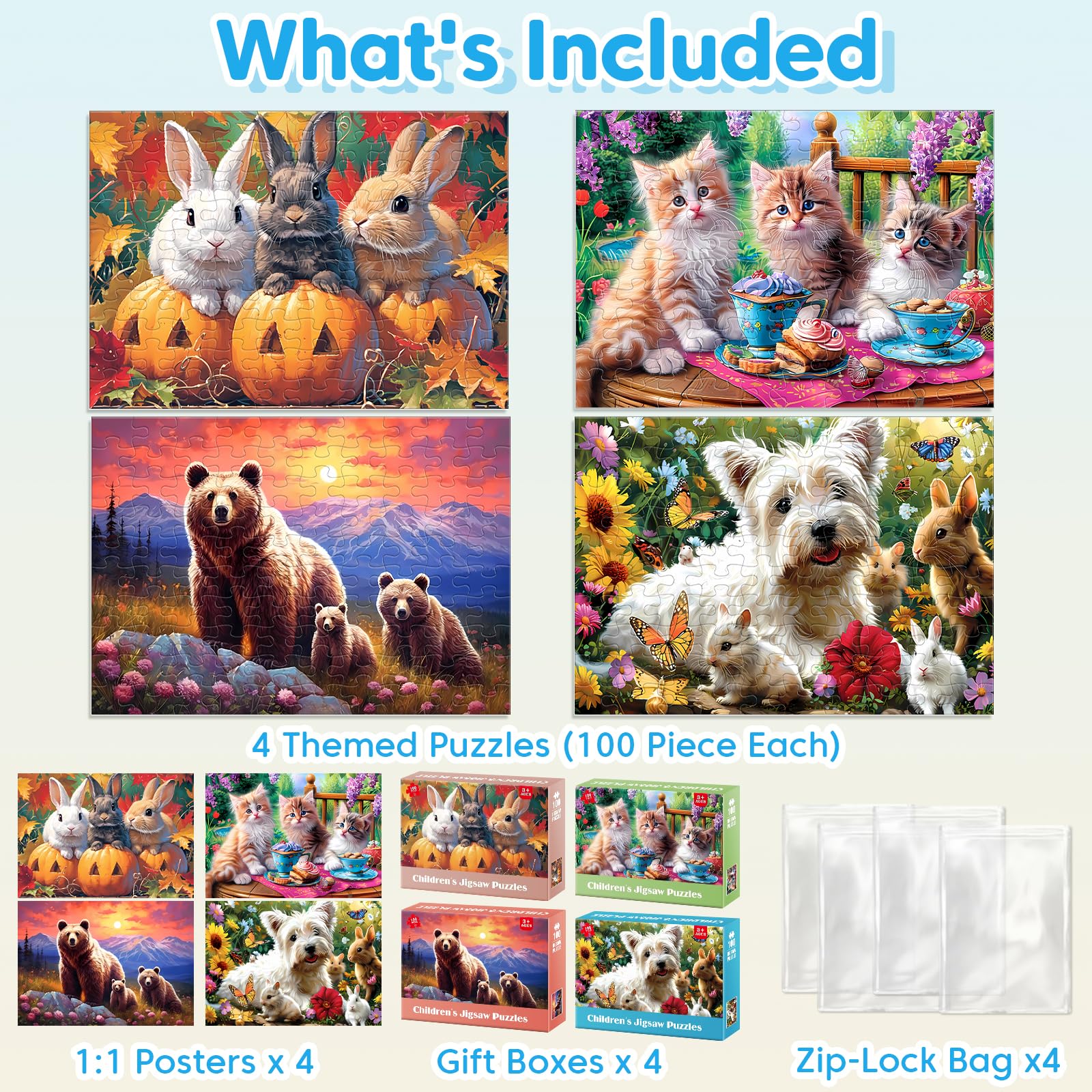 Jeacirio large-piece puzzles designed for children aged 4 to 6.