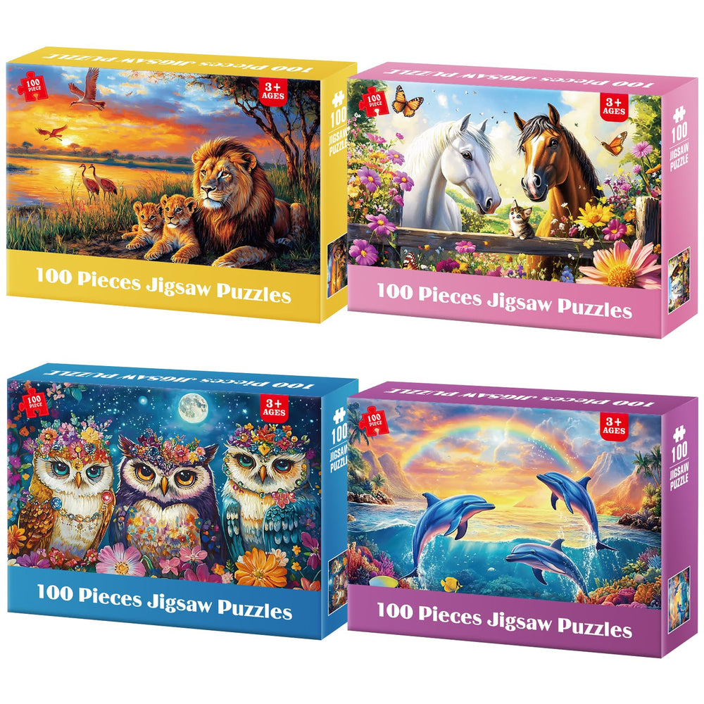 Jeacirio Lions 100-piece puzzle for imaginative play and family time.