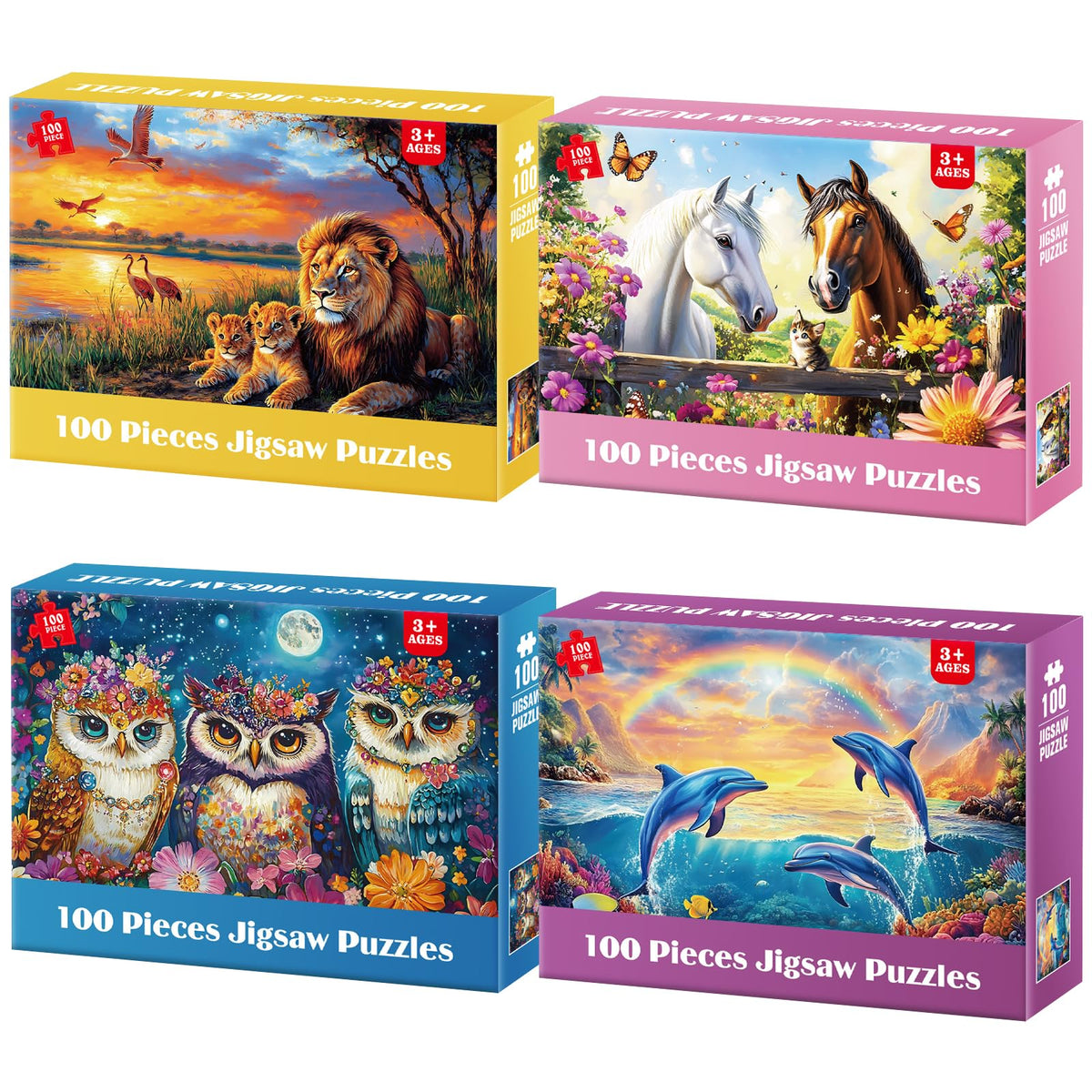 Jeacirio Lions 100-piece puzzle for imaginative play and family time.