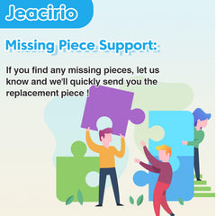 Jeacirio puzzles backs show letters A–F to guide assembly.