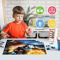 Jeacirio Solar system puzzle inspires curiosity about space with bright planetary details.