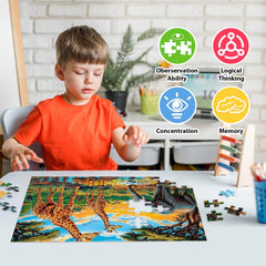Jeacirio Tiger Puzzle from Wild Animals set with crisp print and durable board
