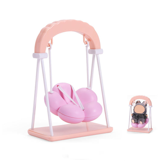 JEADAVOE mini swing chair with pastel pink cloud seat for vivid doll photography.