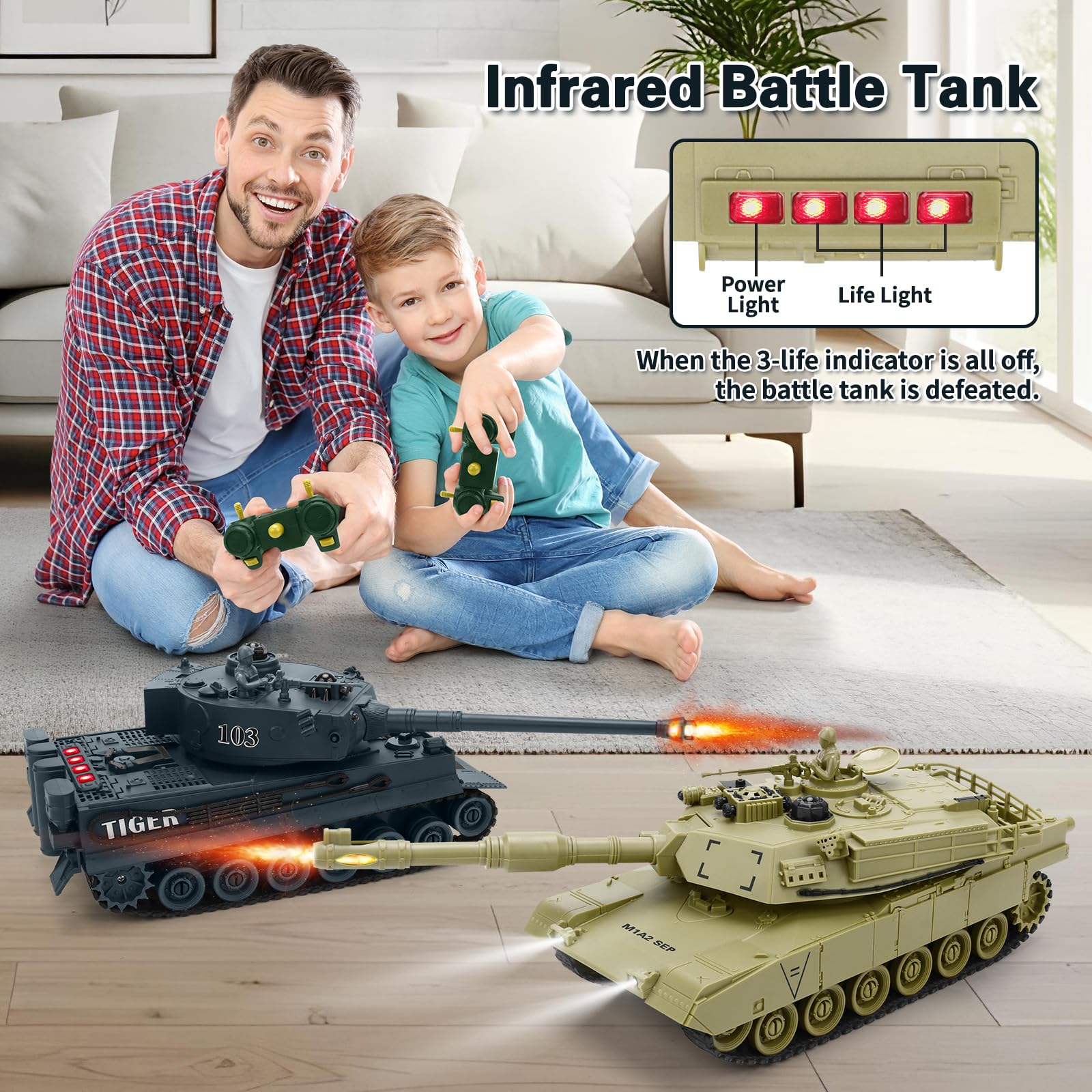 JECAURS M1A2 Abrams tank, dynamic 360° turret for immersive play.