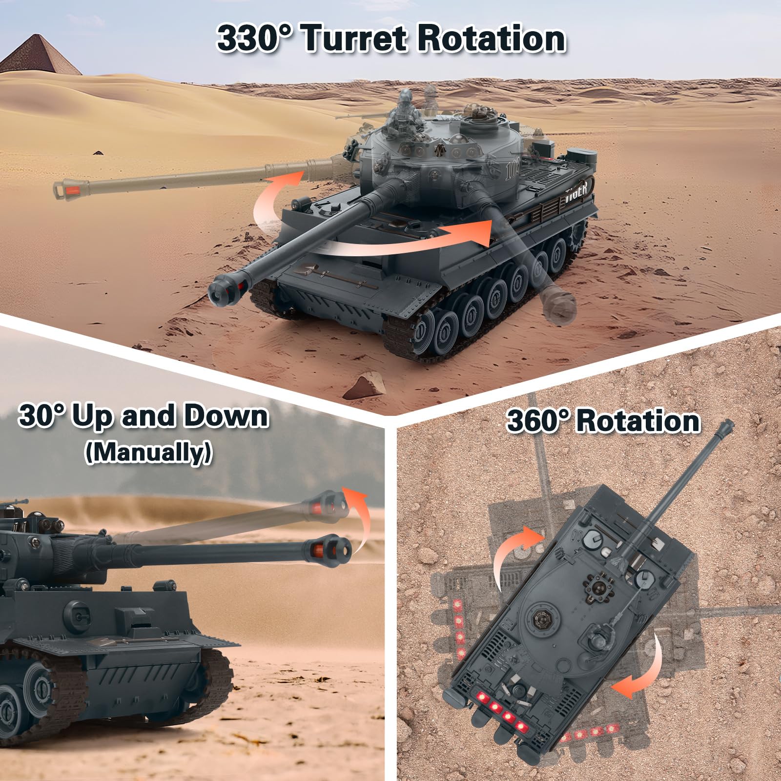 JECAURS Tiger tank, rugged detailing for realistic two-player battles.