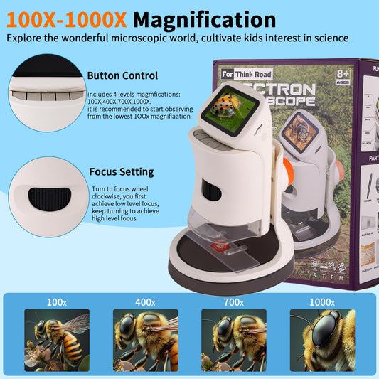 JECONE Kids Microscope 1000x magnification enables detailed observation.