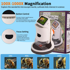 JECONE Kids Microscope 1000x magnification enables detailed observation.