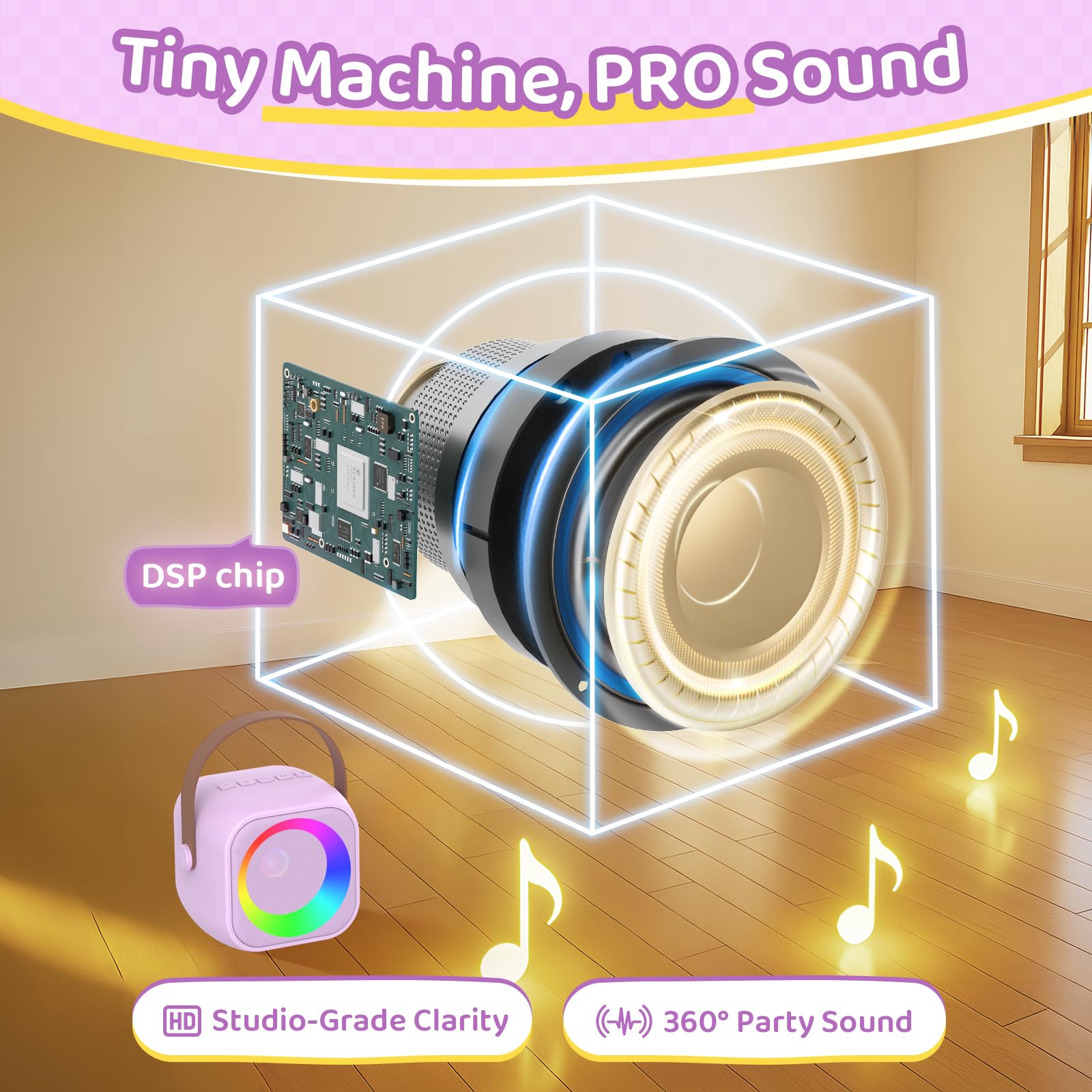 Jeefu Karaoke Machine with six lighting modes enhancing party vibes