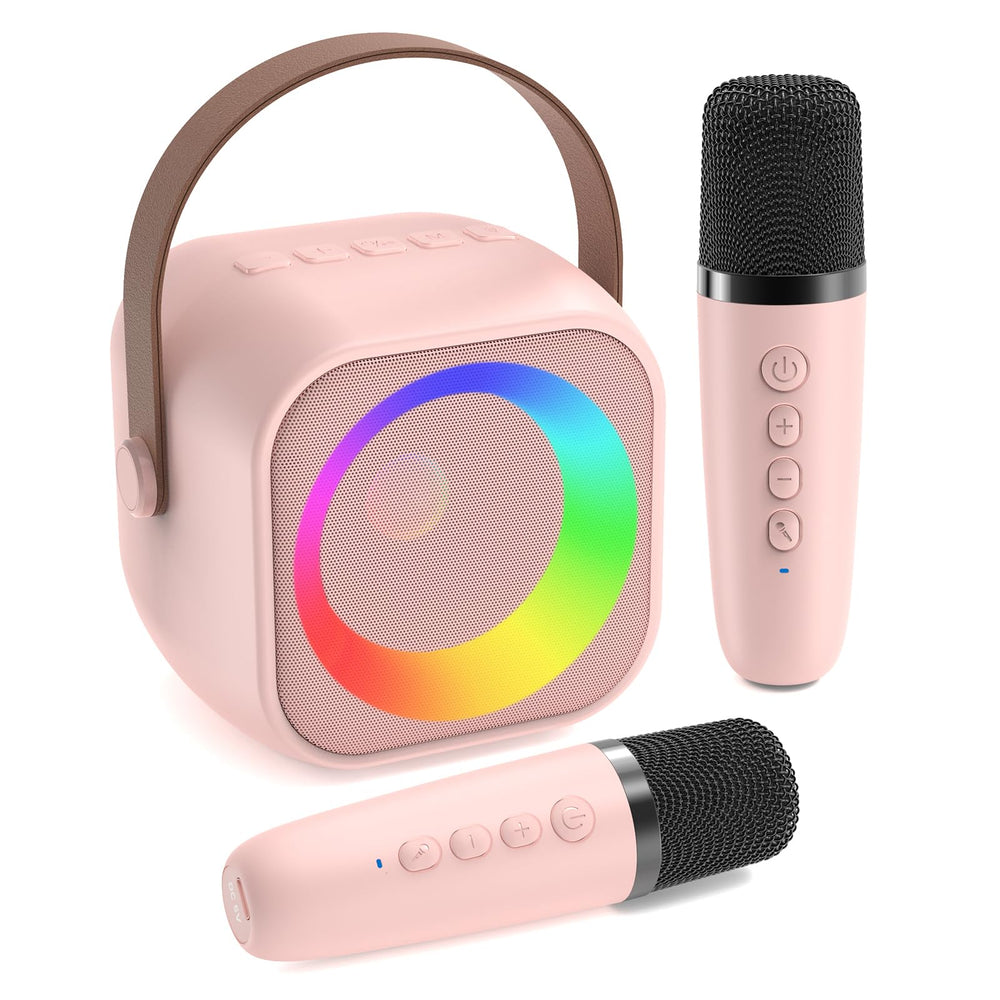 Jeefu karaoke machine front view highlights a compact, kid-friendly design for home sing-alongs.