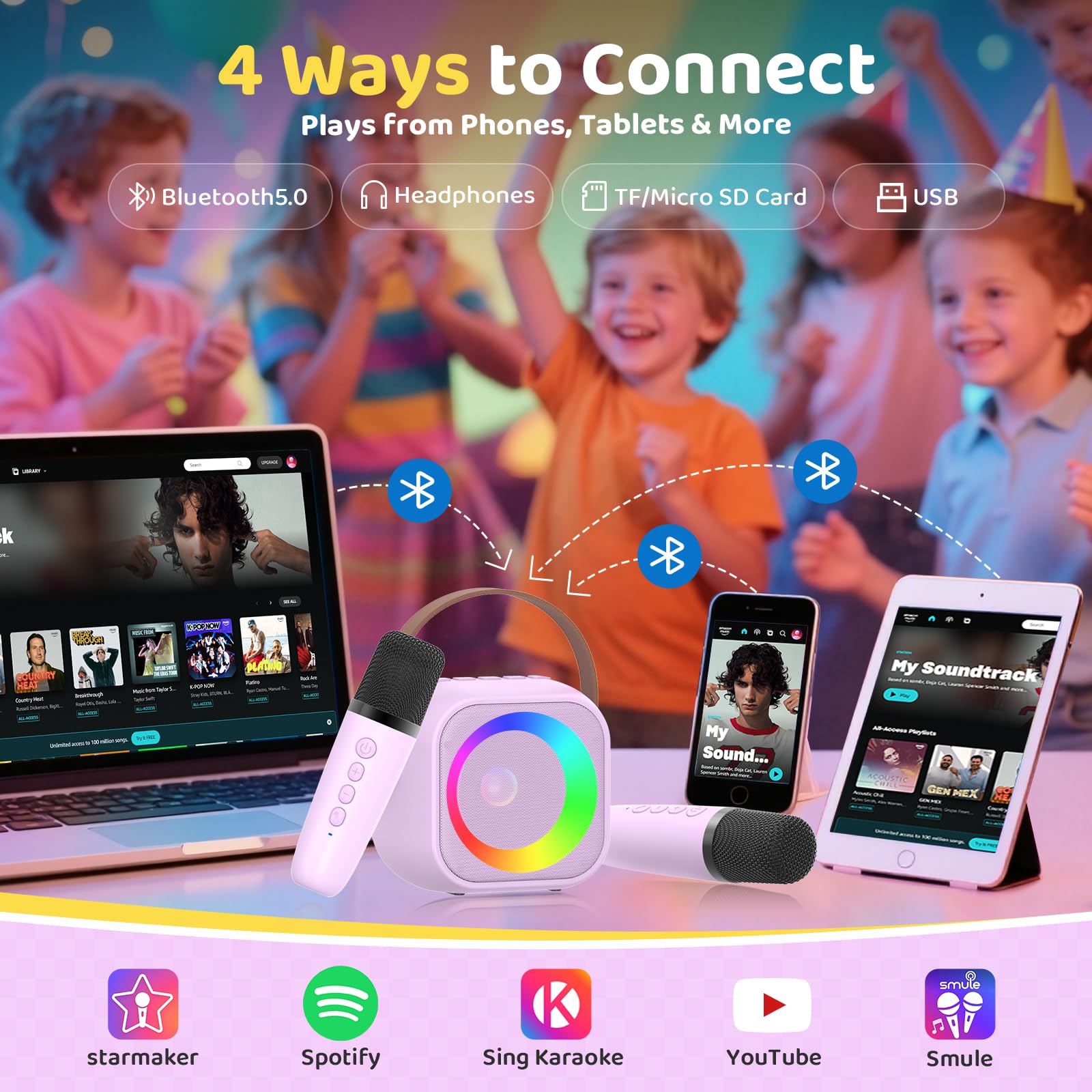 Jeefu Karaoke Machine in use by a child compact for travel and play
