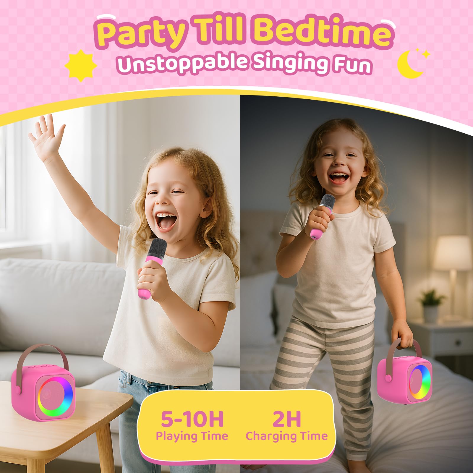 Jeefu karaoke machine shown at a kids party scene for family fun