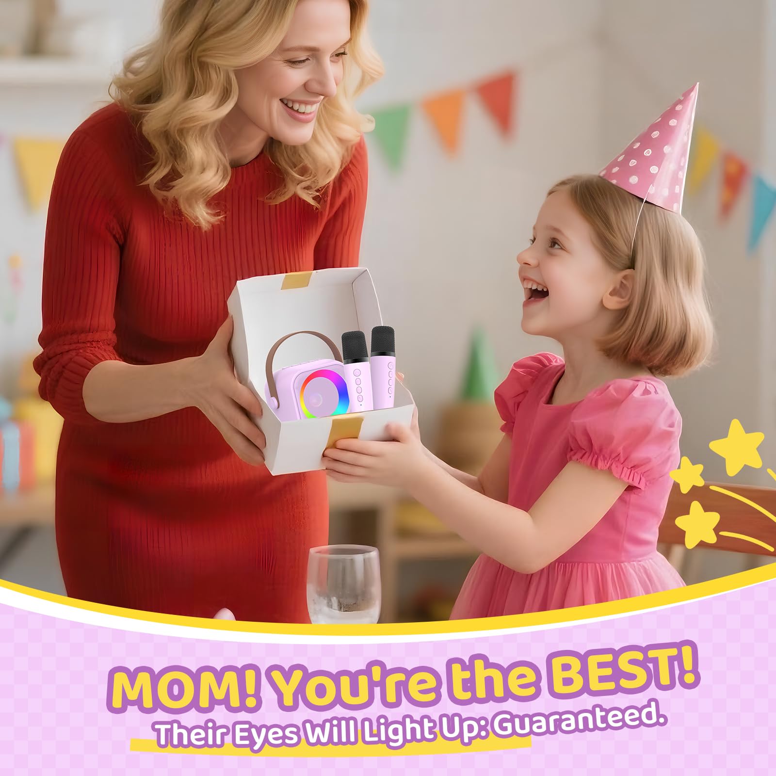 Jeefu Karaoke Machine with LED lights creating party ambience during singing