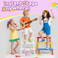Jeefu Karaoke Machine wireless microphones in purple design for home karaoke sessions