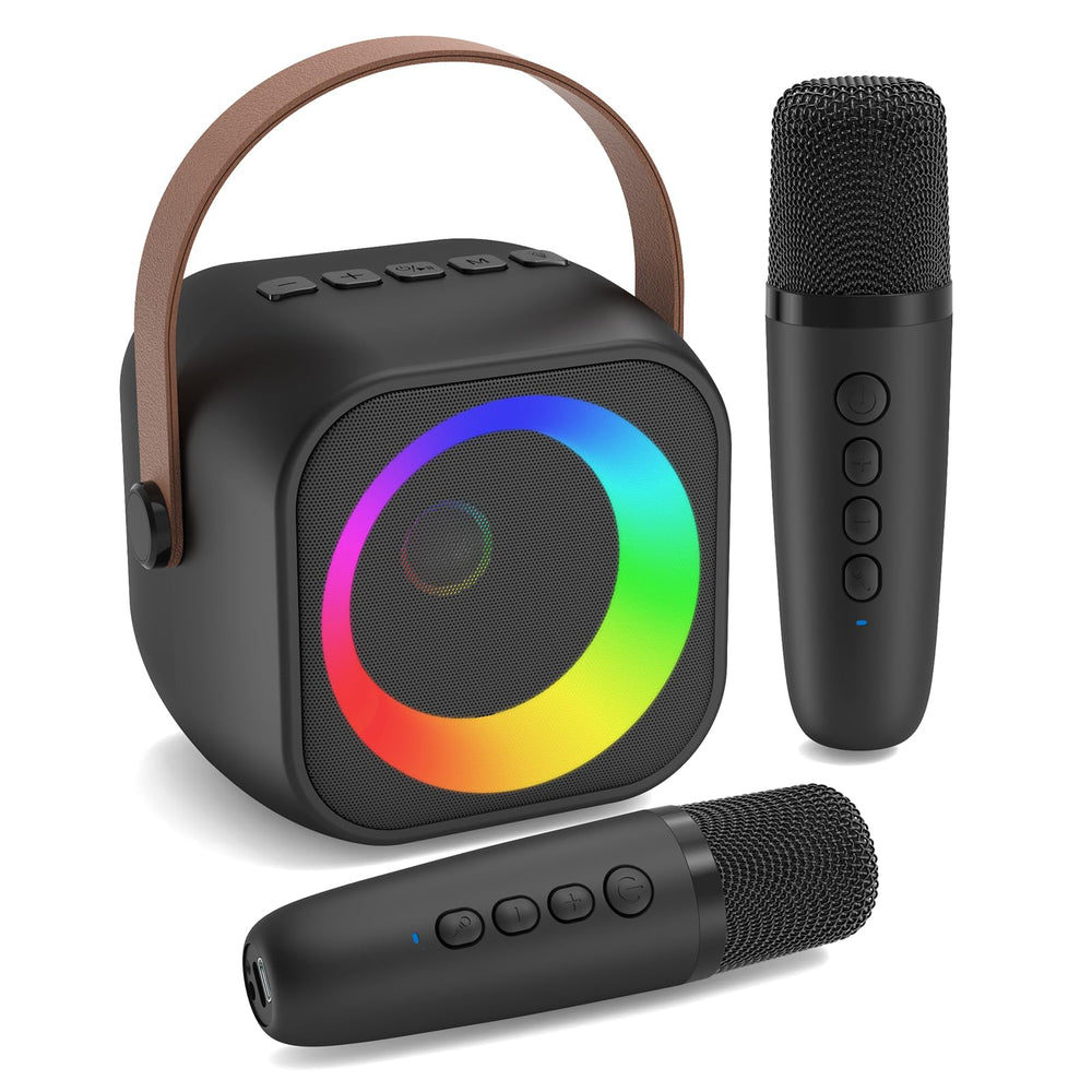 Jeefu mini karaoke machine front view shows compact design for easy home singing sessions.