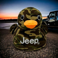 Jeep stuffed duck on display, a collectible for Jeep lovers.