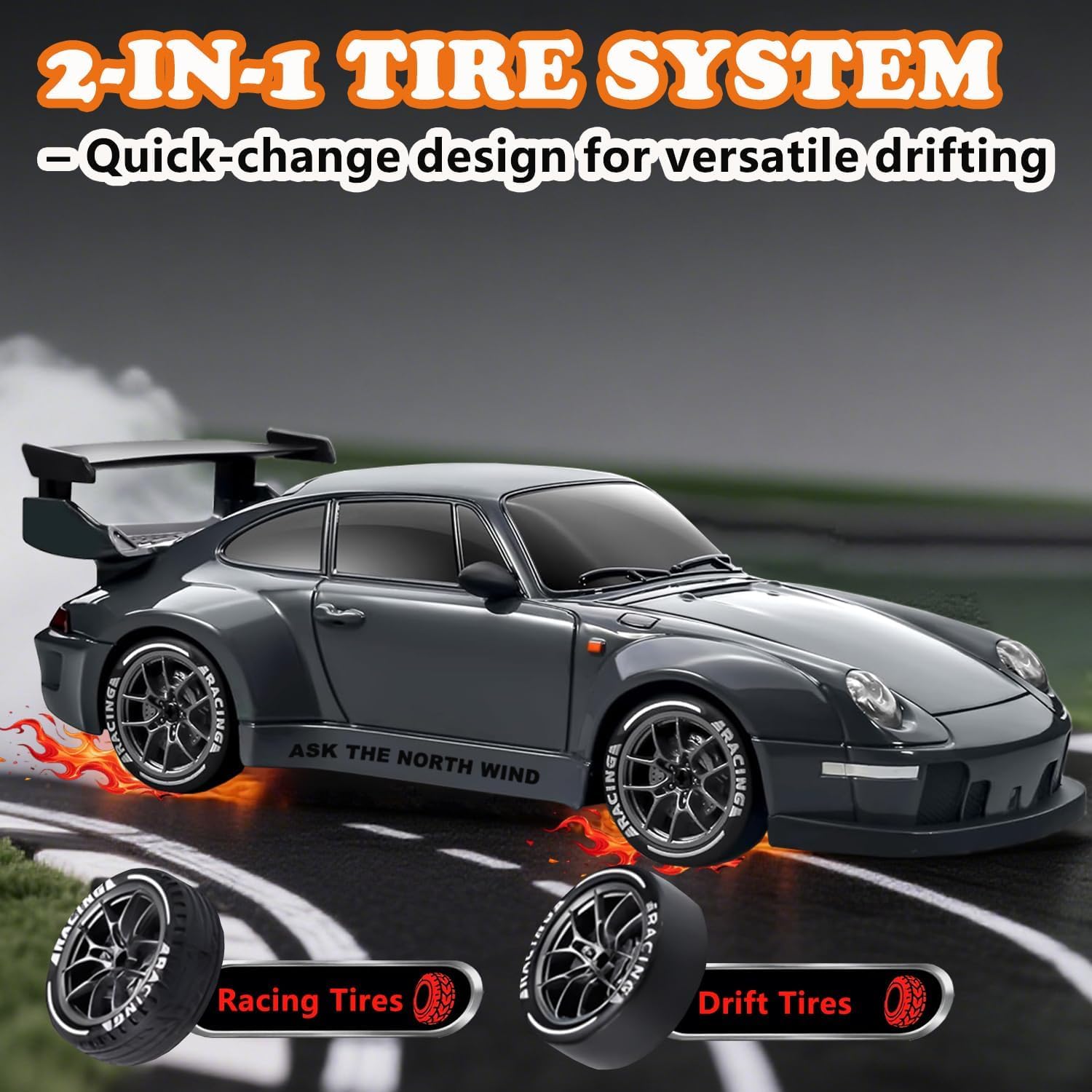 Jekarsy RC drift car 4WD tires deliver versatile traction