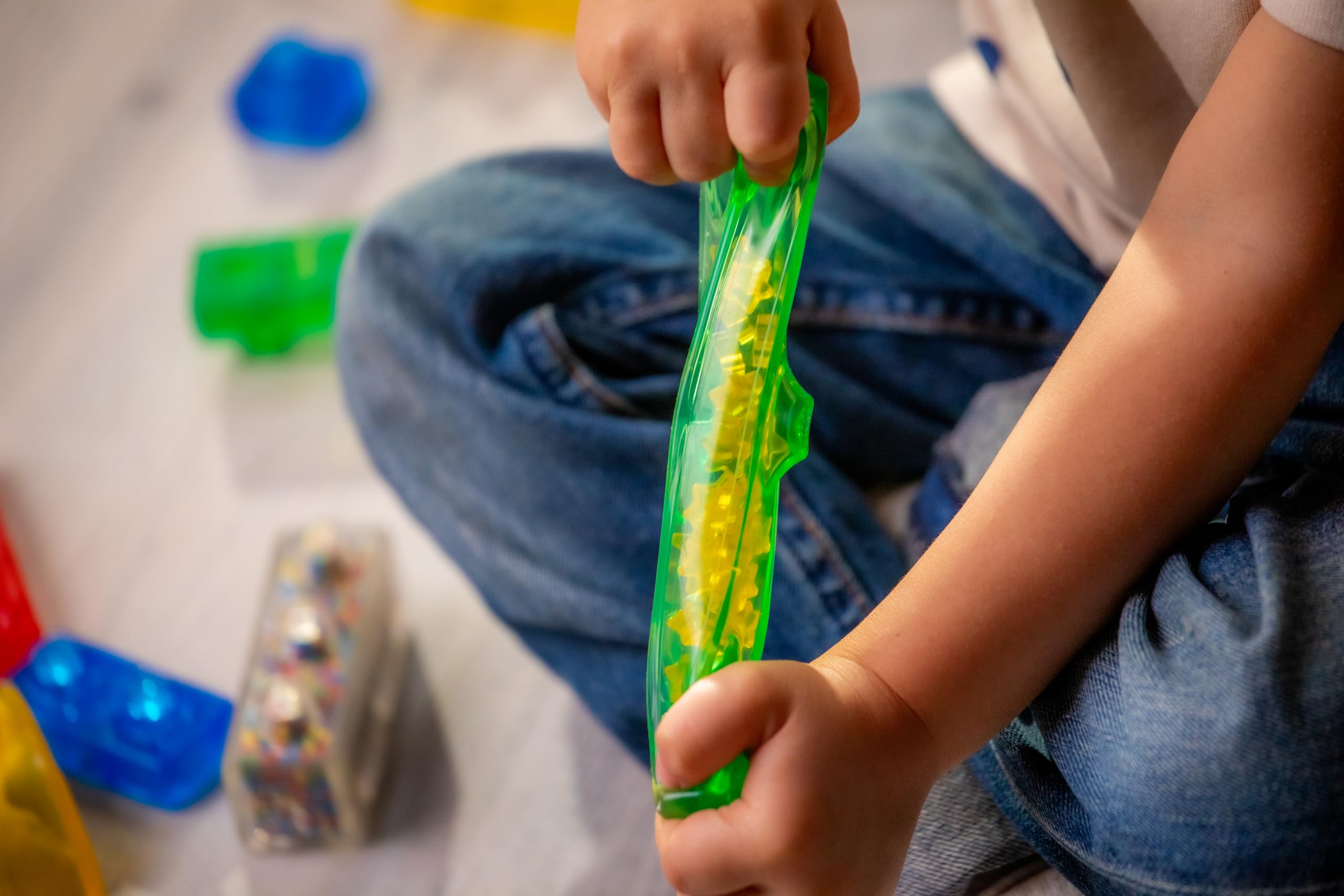 Jelly Blox safety-tested blocks designed for worry-free, gentle play.