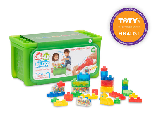 Jelly Blox soft squishy blocks ideal for squeezing and stretching play.