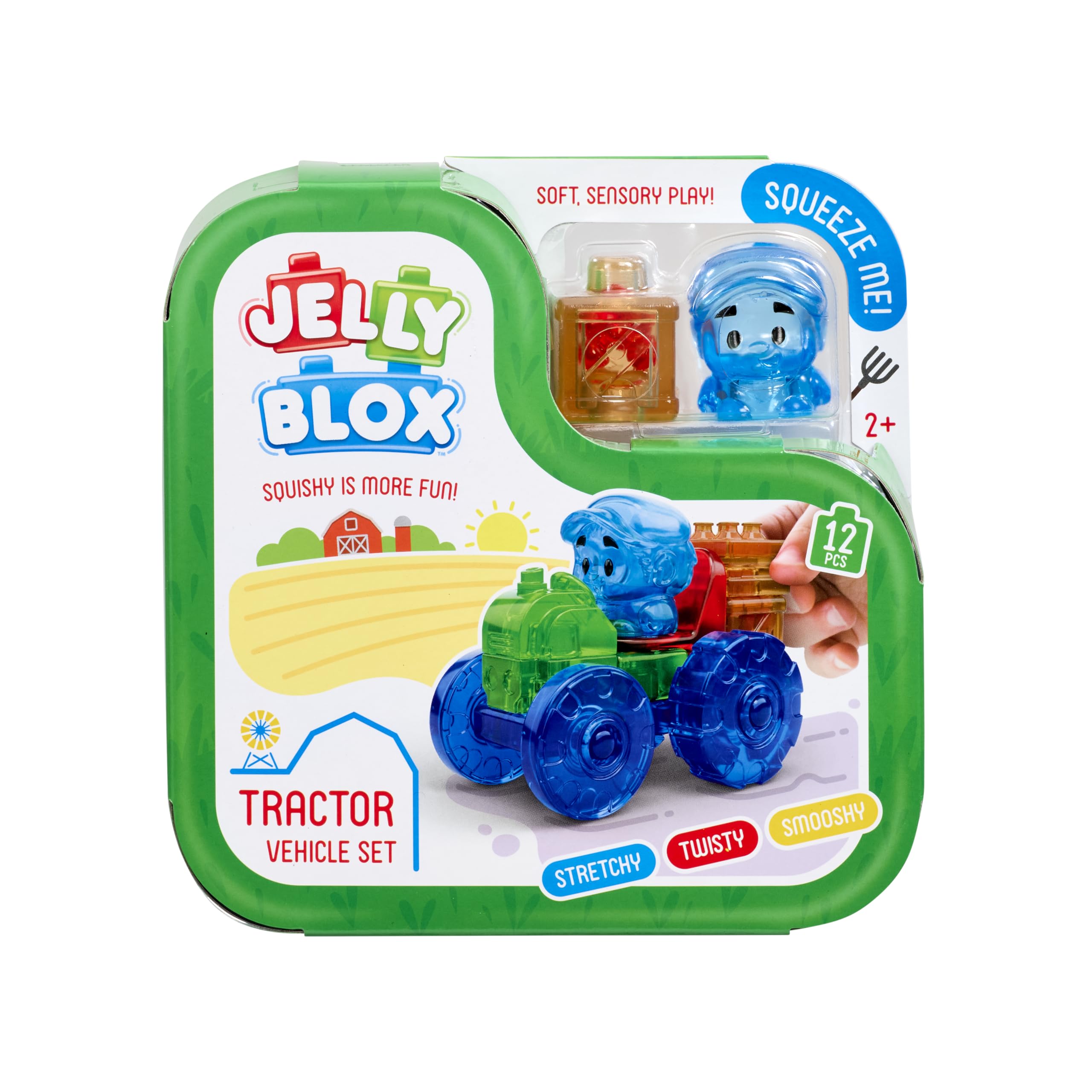 Jelly Blox Tractor Set with 12 pieces for imaginative farm play and fine motor skills