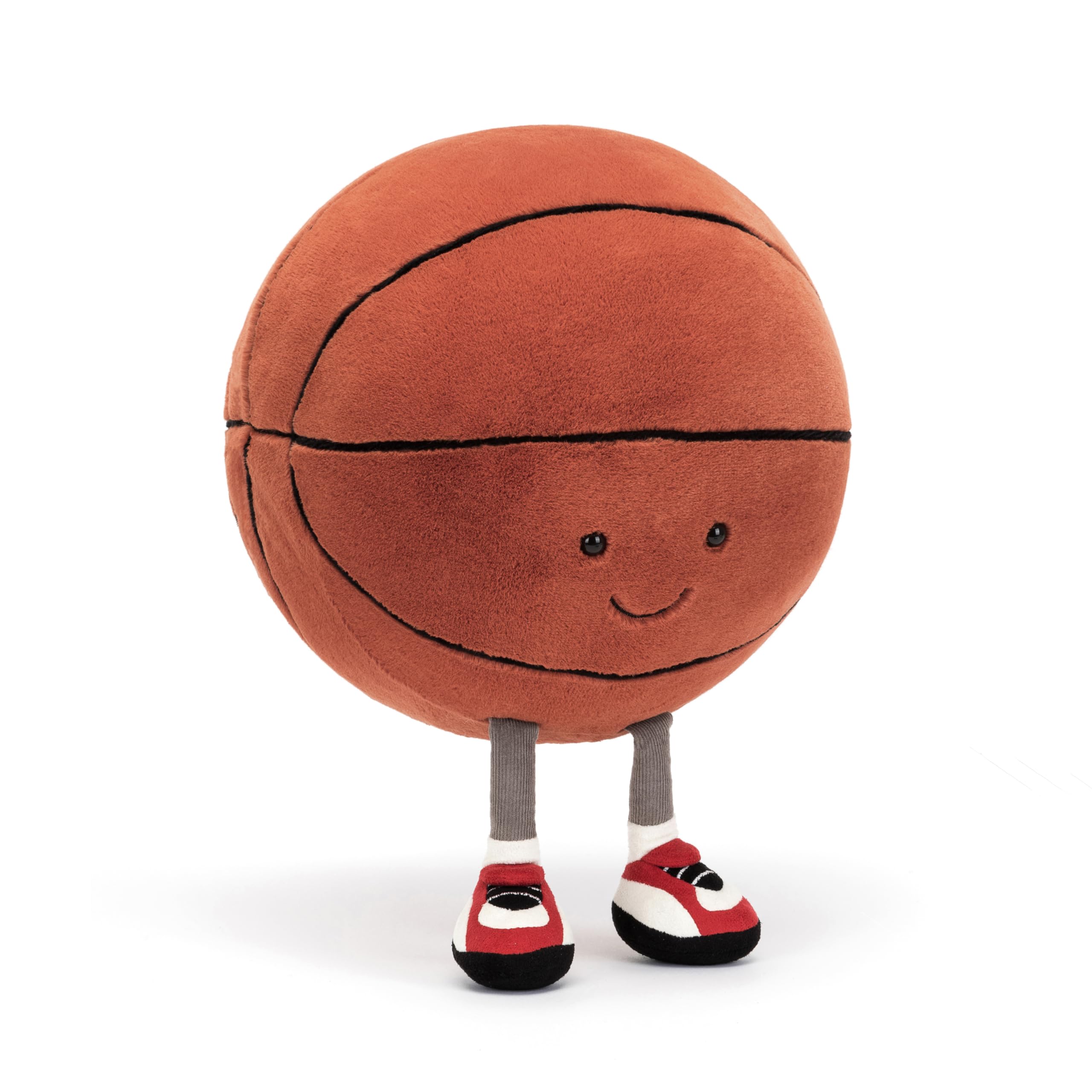Jellycat Amuseables Basketball showing black felt lines for authentic court-inspired design