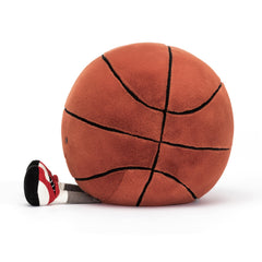 Jellycat Amuseables Basketball toy side view, black felt lines and compact plush appeal