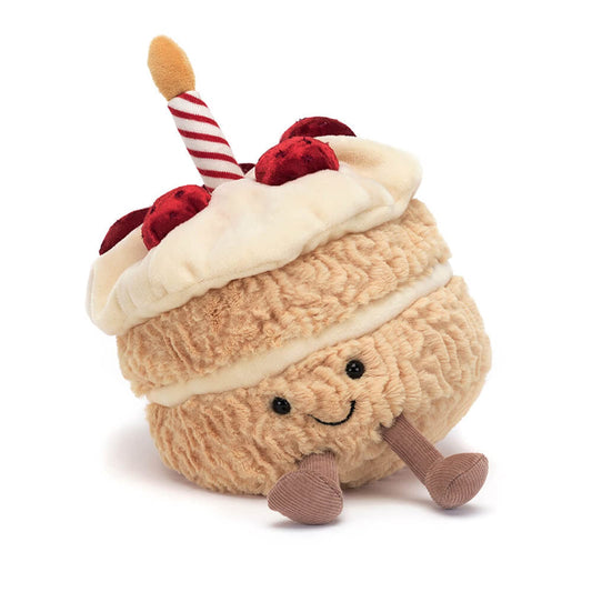 Jellycat Amuseables Birthday Cake candle detail adds whimsy to gifts