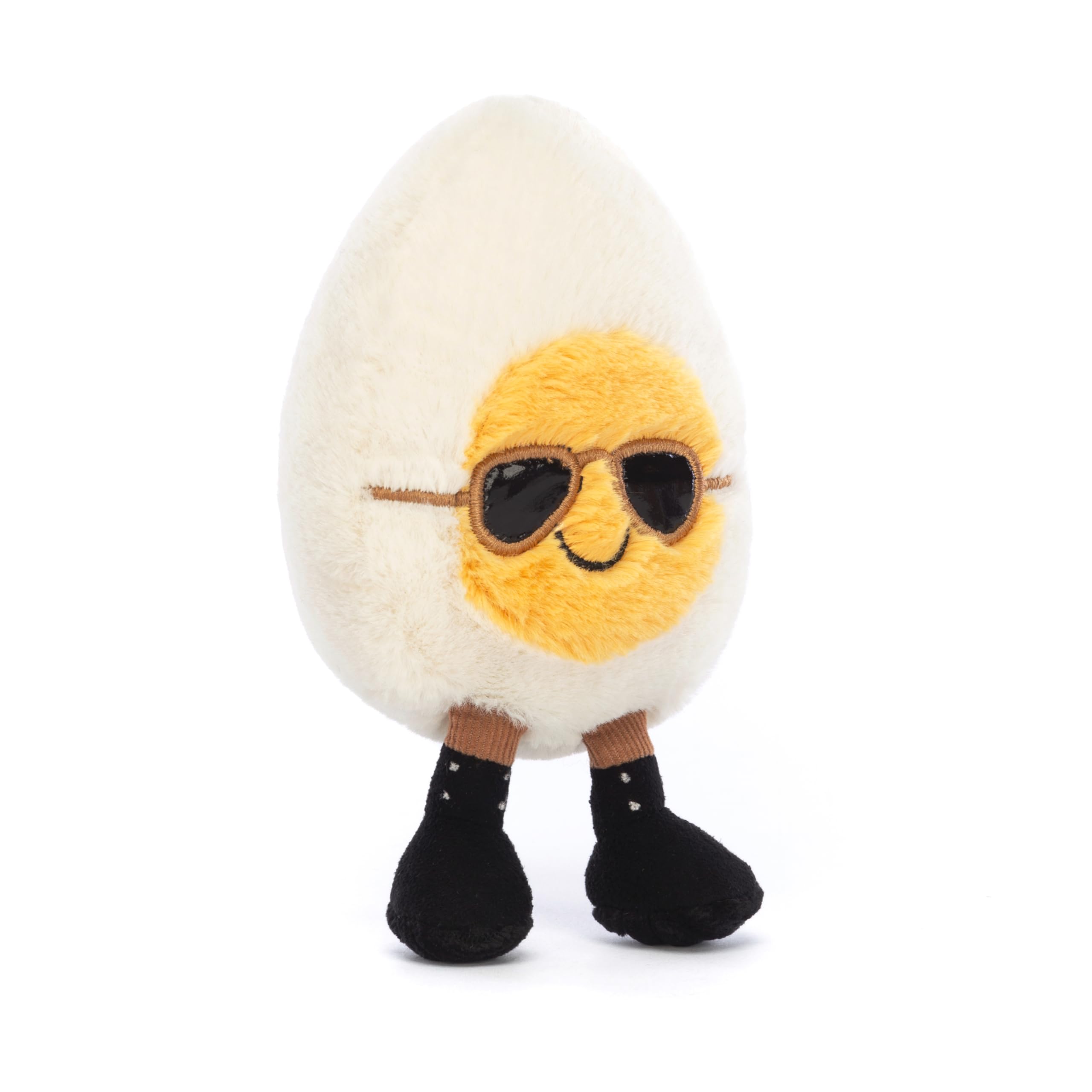 Jellycat Amuseables Boiled Egg Chic sitting height shown, great as a desk companion