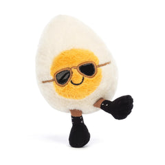 Jellycat Amuseables Boiled Egg Chic sun-smile close-up for cheerful character
