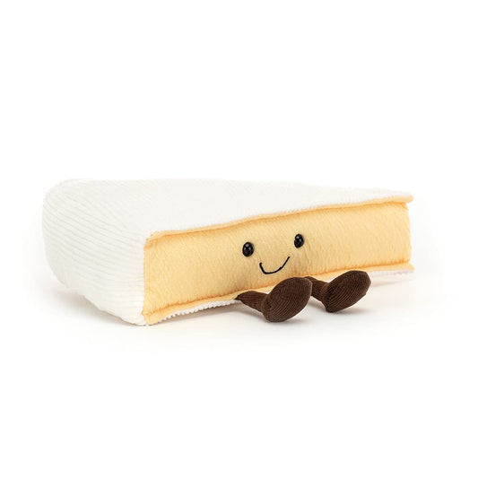 Jellycat Amuseables Brie Cheese Plush front view, a cuddly companion for all ages.