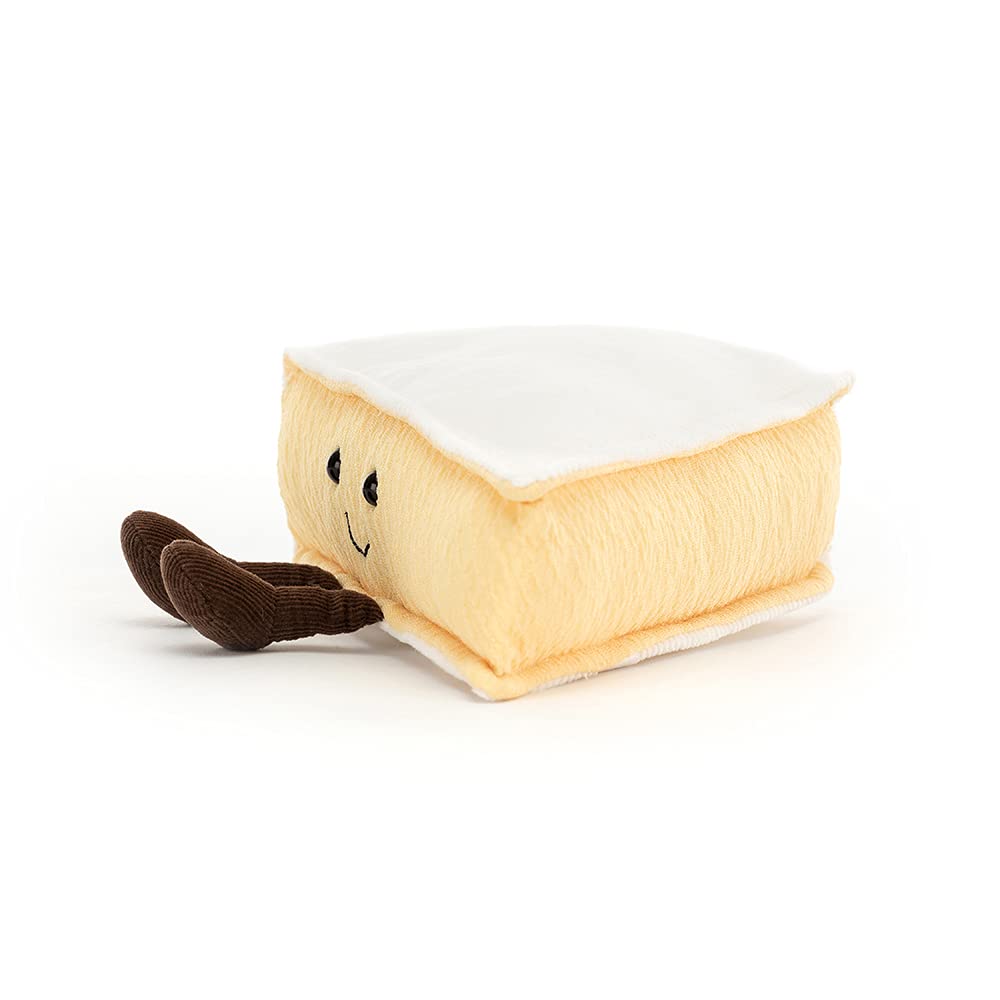 Jellycat Amuseables Brie Cheese Plush soft texture close-up for tactile play.