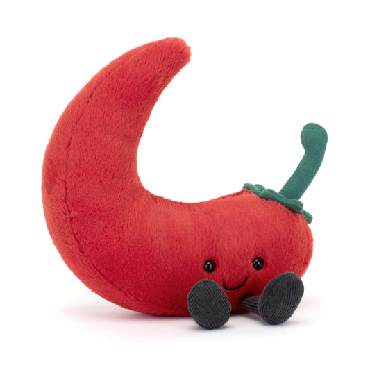 Jellycat Amuseables Chilli Pepper plush showing its 6.5-inch toy form for cozy play