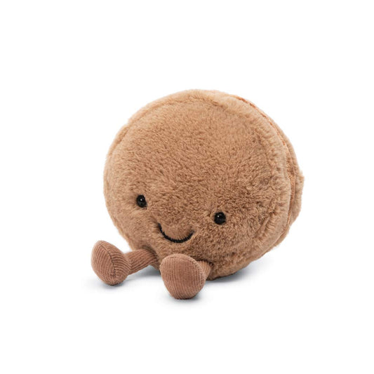 Jellycat Amuseables Chocolate Macaron plush, cozy cuddle companion for kids and adults.
