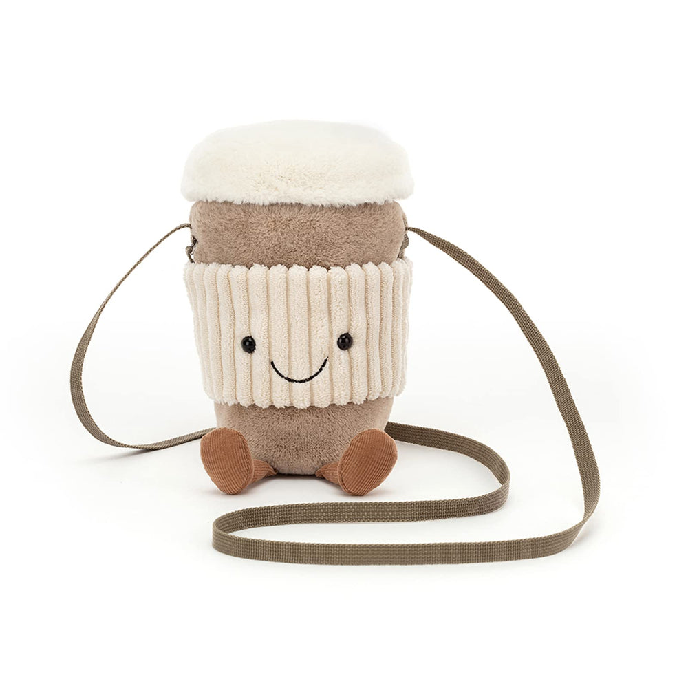 Jellycat Amuseables Coffee-To-Go Bag zip-top design for quick access