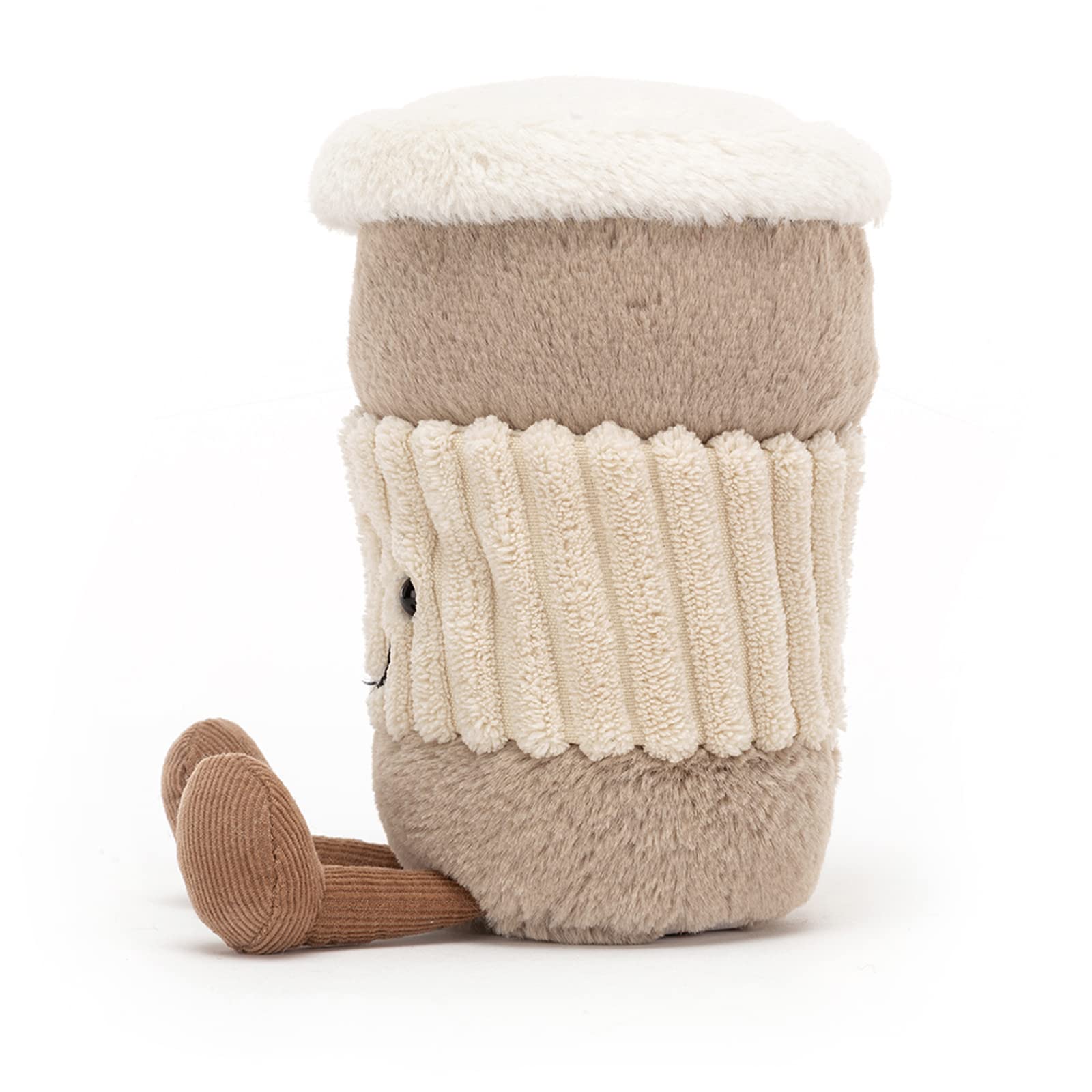 Jellycat Amuseables Coffee-to-Go sitting height shown for scale