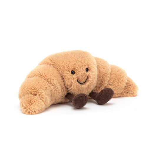 Jellycat Amuseables Croissant plush toy front view showing soft, cuddly texture