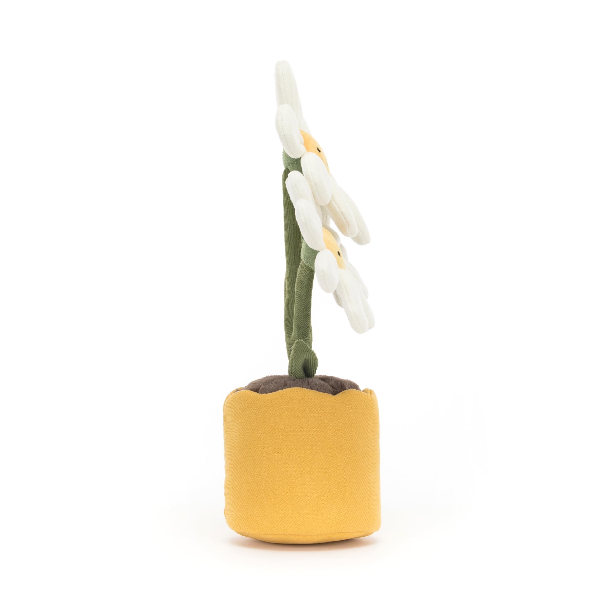 Jellycat Amuseables Daisy Pot in a yellow linen pot adds playful home accents.