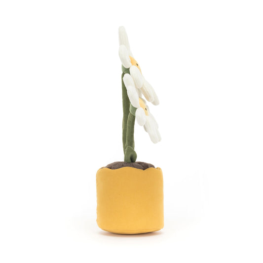 Jellycat Amuseables Daisy Pot in a yellow linen pot adds playful home accents.