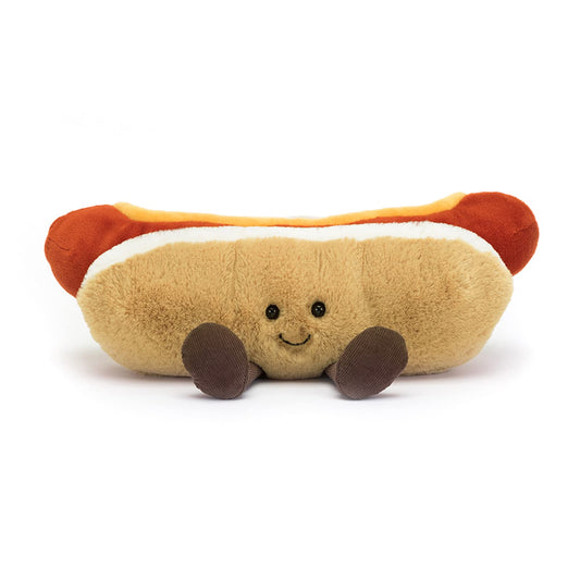 Jellycat Amuseables Hot Dog bun detail soft fabric for cuddles
