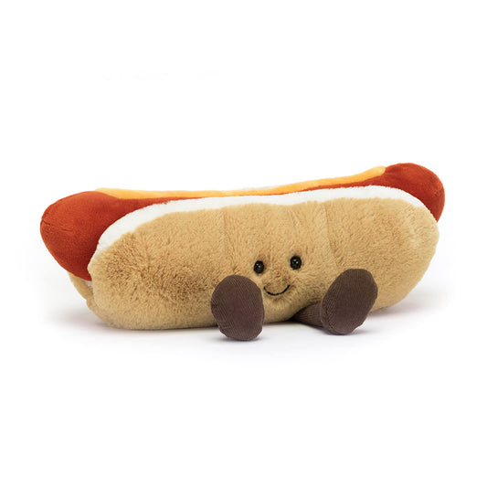 Jellycat Amuseables Hot Dog front view plush for cozy playtime