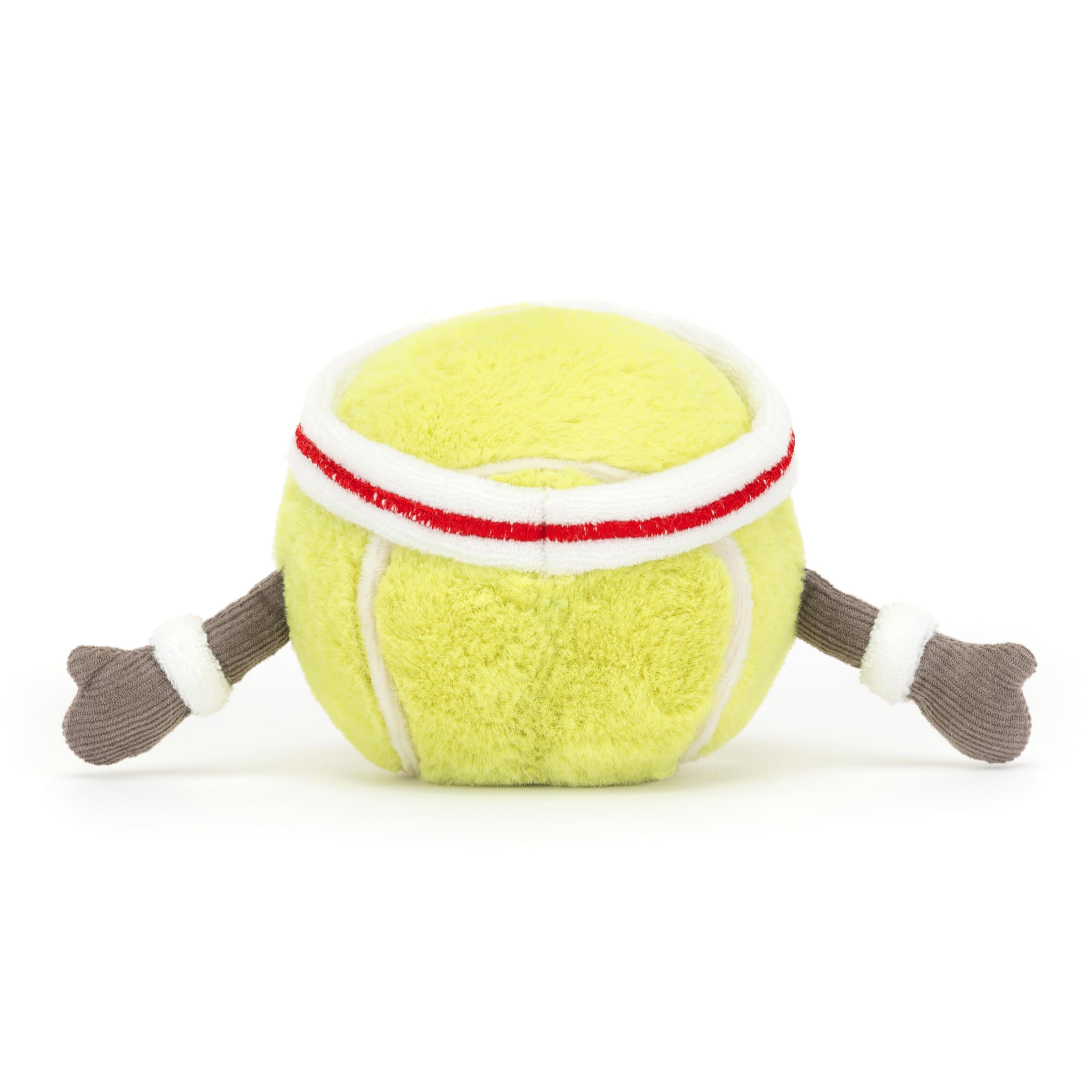 Jellycat Amuseables Tennis Ball with red and white headband for sporty charm